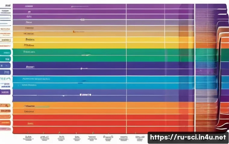전자기파 스펙트럼과 응용 - A detailed scientific illustration of the electromagnetic spectrum, showing various types of waves i...