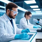 Home 21 생명공학과 유전자 편집 기술 - A cutting-edge Russian medical laboratory scene focused on gene therapy and CRISPR technology: scien...