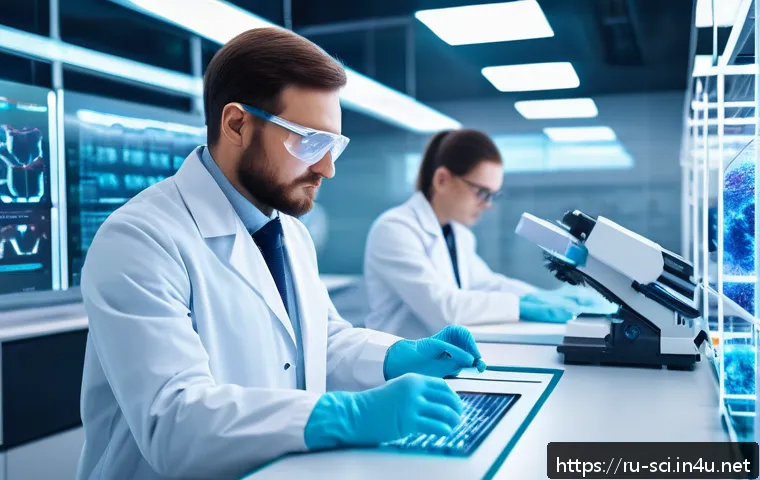 생명공학과 유전자 편집 기술 - A cutting-edge Russian medical laboratory scene focused on gene therapy and CRISPR technology: scien...