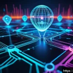 Home 20 블록체인과 분산 네트워크 보안 - A futuristic digital network visualization illustrating a decentralized cybersecurity